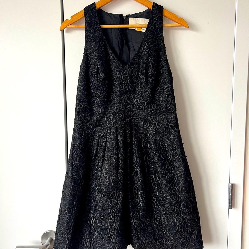 Anthropologie black appliqué dress